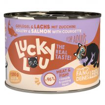 Paquet économique : 24x200g Lucky Lou Adult volaille & saumon nourriture pour chat humide