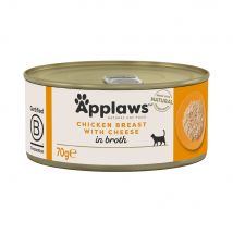 Applaws in Brodo 24 x 70 g Alimento umido per gatti - Petto di Pollo con Formaggio