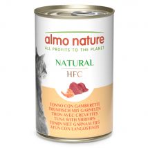 5x140g thon, crevettes Natural HFC Almo Nature pour chat + 1 boîte offerte !