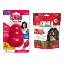 KONG Classic Rood - KONG M (8,5 cm) + Kong Ziggies Enhanced (227 g)