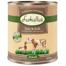 Lukullus 24 x 800 g - Pack Ahorro - Pato y ternera (sin cereales)