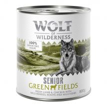 Wolf of Wilderness Senior 24 x 800 g umido per cane - Green Fields - Agnello & Pollo