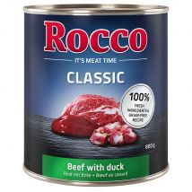 Rocco Classic 6 x 800 g Alimento umido per cani - Manzo con Anatra
