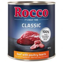 Rocco Classic 24 x 800 g Alimento umido per cani - Manzo con Cuori di Pollo