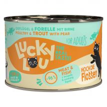 Lucky Lou Adult 6 x 200 g comida húmeda para gatos - Aves de corral y trucha