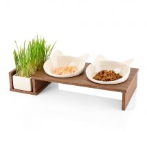Gamelle double CanadianCat Company Cat Diner pour chat - bois : 2 x 250 mL - 15 cm de diamètre