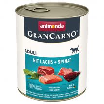 animonda GranCarno Original 24 x 800 g Umido per cane - Adult: Salmone & Spinaci
