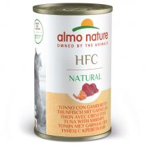 12 x 140 g Almo Nature HFC Kattenvoer - Tonijn & Garnalen - Voordeelpakket