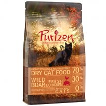 Pack transition chaton: 2,5kg Croquettes Purizon Kitten sans céréales + 2,5kg Adult sanglier