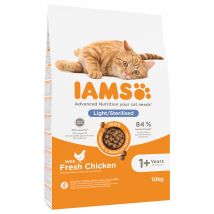 IAMS pienso para gatos 2 x 10 / 15 kg - Pack Ahorro - Sterilised con pollo fresco (2 x 10 kg)