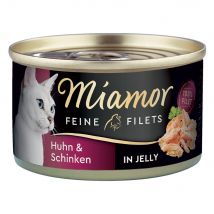 Miamor Filetes Finos en gelatina en latas 6 x 100 g - Pollo y jamón