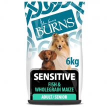 2x6kg Poisson & Maïs complet Sensitive Adult & Senior Burns nourriture sèche pour chien