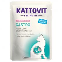 Kattovit Gastro 24 x 85 g en sobres para gatos - Pack Ahorro - Salmón y arroz