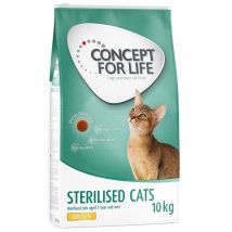 10kg Sterilised Cats poulet Concept for Life croquettes pour chat
