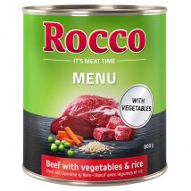 20 + 4 gratis! 24 x 800 g Rocco Umido per Cani - Manzo con Verdure & Riso