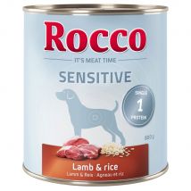 Rocco Sensitive 12 x 800 g Alimento umido per cani - Agnello & Riso