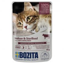 Bozita Bocconcini in Gelatina Indoor & Sterilised 24 x 85 g umido per gatti - Manzo