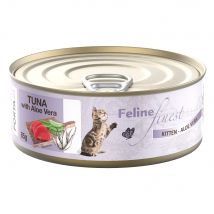 Feline Finest 6 x 85 g Alimento umido per gatti - Kitten Tonno con Aloe