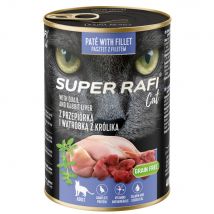 24x400g voordeelverpakking Rafi Cat Super kwartel en konijnenlever natvoer voor katten