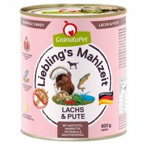 12x800 g saumon, dinde GranataPet Liebling's Mahlzeit pour chien