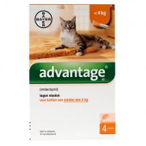 4 Pipetten AdvantageÂ® 40 voor katten van minder dan 4 kg