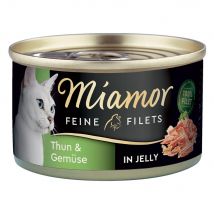 Miamor Filetes Finos en gelatina en latas 24 x 100 g - Pack Ahorro - Atún claro y verduras