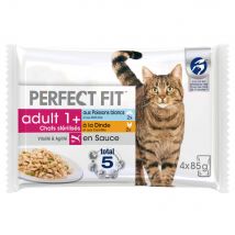 Perfect Fit Sterilised Adult para gatos - Pack Ahorro - 104 x 85 g (Pavo y pescado blanco)