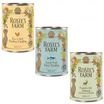 Rosie's Farm Adult Hondenvoer 6 x 400 g  - Mixpakket 2: Kip, Kalkoen, Wild en Vis