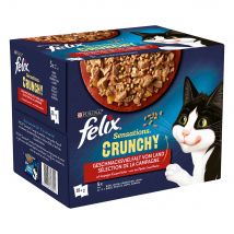 Felix Sensations Crunchy 20 x 85 g + 80 g de toppings - Pollo, vacuno, conejo y cordero