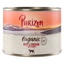 Voordeelpakket Purizon Organic 24 x 200 g - Rund en kip met wortel