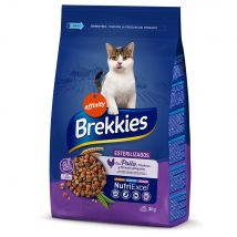 Brekkies Gatos Esterilizados con pollo, verduras y cereales integrales - 4 x 3 kg - Pack Ahorro