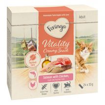 Lot Feringa Vitality Creamy Snacks pour chat – saumon, poulet (96 x 10 g)