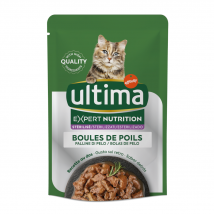 Ultima Expert Nutrition Boules de poils bœuf, saumon pour chat - 48 x 70 g