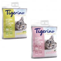 Lot économique litière Tigerino Premium ou Performance - lot mixte Premium : senteur roses blanches + senteur citronnelle (2 x 12 kg)