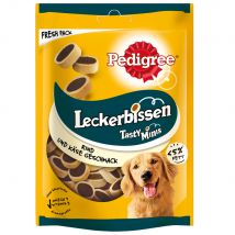 Pedigree Tasty Bites snacks para perros - Cheesy Nibbles con queso y vacuno 6 x 140 g - Pack Ahorro