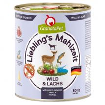 12x800g Liebling's Mahlzeit gibier, saumon, légumes-racines, fenouil, pommes, huile colza Granatapet