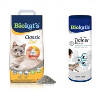 18L Classic 3in1 sans parfum + 700g + Vet Line Trainer Pearls Attraction & Calming Litière Biokat's Litière pour chat
