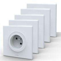 Onessa - Lot De 5 Prises 2p+t À Connexions Rapides + Avec Plaques Assemblées - Blanc