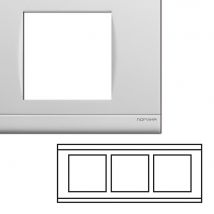Norvika - Plaque Triple Horizontale Entraxe 57mm - Blanc mat