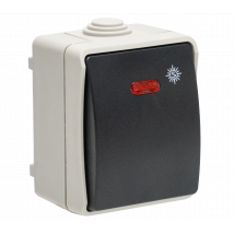 Nalto - Interrupteur Poussoir Etanche Extérieur Ip54 Saillie Avec Voyant Lumineux - Thermoplastique sans halogène - Gris