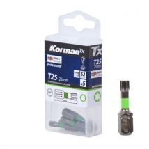 Korman TX - Jeu De 5 Embouts Torx Impact Torsion T25 25mm