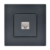 Noane - Prise Rj45 Murale Cat. 6 Simple Anthracite Complète