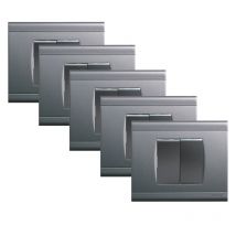 Norvika - Lot De 5 Interrupteurs Double Va Et Vient Complets - Gris alu
