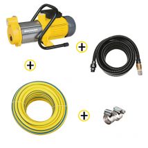 Korman - Pack Tuyau D’arrosage Ø19mm 25m + Pompe De Surface Multicellulaire 900w + Kit D'aspiration 7m Ø25mm + Colliers De Serrage