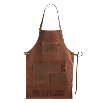BricolageDirect - Tablier Bbq En Coton Enduit - Coton épais enduit Poches et lanières en cuir - Marron - Taille unique