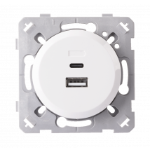 Ohmtec - Epure Prise Chargeur Mixte Usb / Usb-c - Blanc