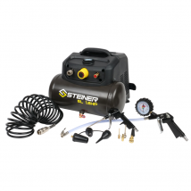 Steiner - Compresseur Portable 6l 1.6cv Sans Huile + Kit Pneumatique 12 Pièces