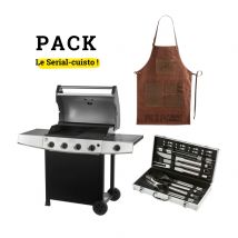 Roster - Pack Bbq À Gaz 5 Feux + Tablier + 18 Ustensiles