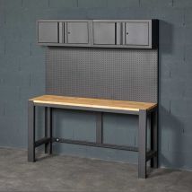 Feroce Storage - Pack Établi 180x54x91cm + Panneau Perforé + 2 Armoires Feroce