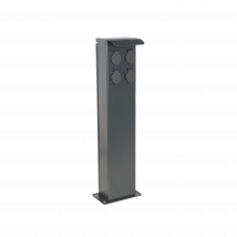 Ohmtec - Potelet Camping 80cm 4 Prises 2p+t 16a - Corps en alu et socle en acier - Gris anthracite